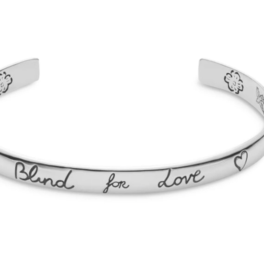 GUCCI NWOT Blind for Love 925 silver bracelet size 19 - with gucci pouch $520 - Picture 4 of 4